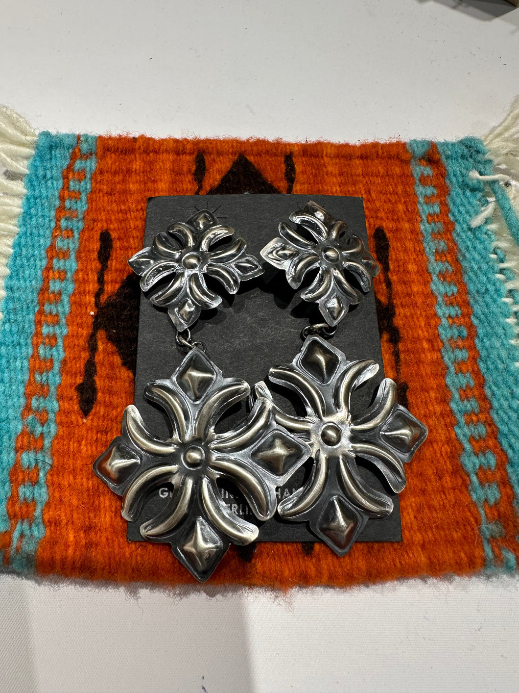 Navajo Sterling Silver Concho Earrings