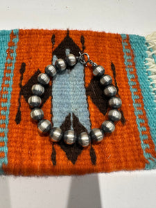 Navajo Pearl Sterling Silver Beaded 10mm Bracelet