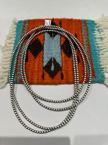 Navajo 3mm Pearl Sterling Silver Beaded Necklace 60”