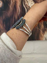 Load image into Gallery viewer, Handmade Sterling Silver &amp; Blue Fire Opal Cuff Bracelet