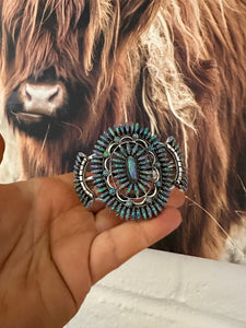 Handmade Sterling Silver & Blue Fire Opal Cuff Bracelet