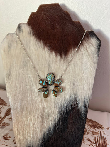 Handmade Sterling Silver & Number 8 Turquoise Naja Necklace Signed Nizhoni