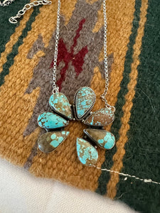 Handmade Sterling Silver & Number 8 Turquoise Naja Necklace Signed Nizhoni