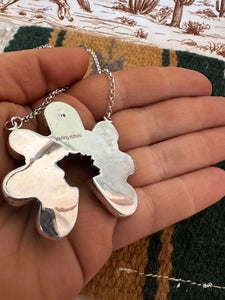 Handmade Sterling Silver & Number 8 Turquoise Naja Necklace Signed Nizhoni