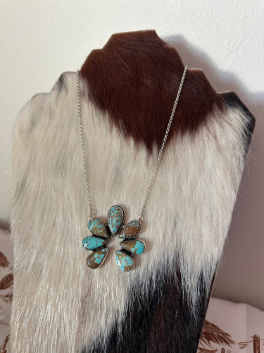 Handmade Sterling Silver & Number 8 Turquoise Naja Necklace Signed Nizhoni