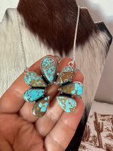 Load image into Gallery viewer, Handmade Sterling Silver &amp; Number 8 Turquoise Naja Necklace Signed Nizhoni