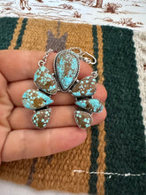 Load image into Gallery viewer, Handmade Sterling Silver &amp; Number 8 Turquoise Naja Necklace Signed Nizhoni