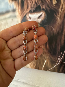 Handmade 4 Stone Natural Orange Mojave and Sterling Silver Dangles