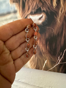 Handmade 4 Stone Natural Orange Mojave and Sterling Silver Dangles