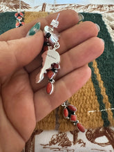 Load image into Gallery viewer, Handmade Sterling Silver &amp; Natural Coral Necklace Set Signed Nizhoni