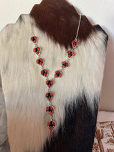 Load image into Gallery viewer, Handmade Sterling Silver &amp; Natural Coral Necklace Set Signed Nizhoni