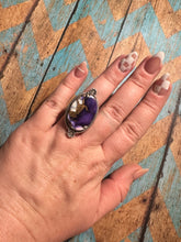 Load image into Gallery viewer, Beautiful Handmade Violet Frost And Sterling Silver Adjustable Ring