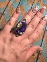 Load image into Gallery viewer, Beautiful Handmade Violet Frost And Sterling Silver Adjustable Ring