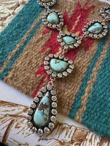 “Princess Diana” Handmade Golden Hills Turquoise, CZ & Sterling Silver Necklace