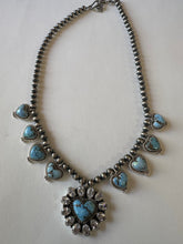 Load image into Gallery viewer, Handmade Golden Hills Turquoise, Cz &amp; Sterling Silver Statment Necklace