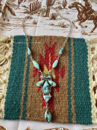 Handmade Golden Hills Turquoise & Sterling Silver Statment Necklace