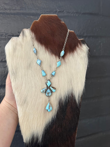 Handmade Golden Hills Turquoise & Sterling Silver Statment Necklace