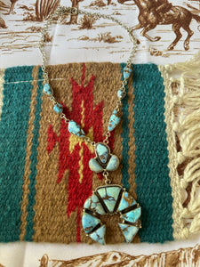 Handmade Golden Hills Turquoise & Sterling Silver Statment Necklace