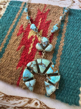 Load image into Gallery viewer, Handmade Golden Hills Turquoise &amp; Sterling Silver Statment Necklace