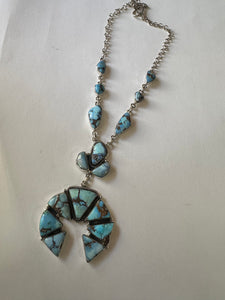 Handmade Golden Hills Turquoise & Sterling Silver Statment Necklace