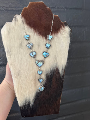 Handmade Golden Hills Turquoise & Sterling Silver Statment Necklace