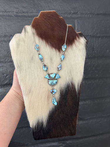 Handmade Golden Hills Turquoise & Sterling Silver Statment Necklace