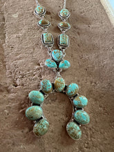 Load image into Gallery viewer, Handmade Sterling Silver &amp; Number 8 Turquoise Naja Necklace Signed Nizhoni