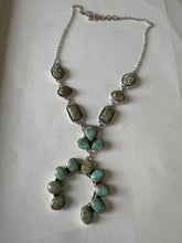 Load image into Gallery viewer, Handmade Sterling Silver &amp; Number 8 Turquoise Naja Necklace Signed Nizhoni