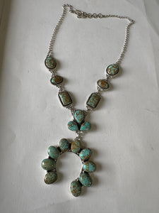 Handmade Sterling Silver & Number 8 Turquoise Naja Necklace Signed Nizhoni