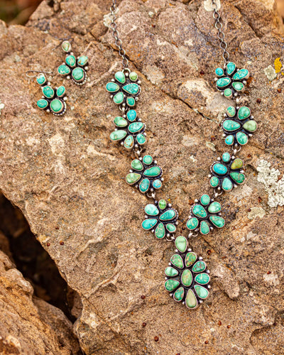 *AUTHENTIC* Beautiful Navajo Sterling Silver Royston Turquoise Necklace & EarrIng Set by Sheila Becenti