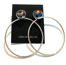 Load image into Gallery viewer, *AUTHENTIC* Navajo Pink Dream Mojave &amp; Sterling Silver Dangle Hoop Earrings (Copy)