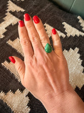 Load image into Gallery viewer, SALE *Authentic* Single Tear Drop Malachite Sterling Silver Ring (Size 7)
