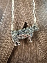 Load image into Gallery viewer, Western Etched Cow Necklace