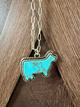 Load image into Gallery viewer, Western Turquoise Cow Necklace