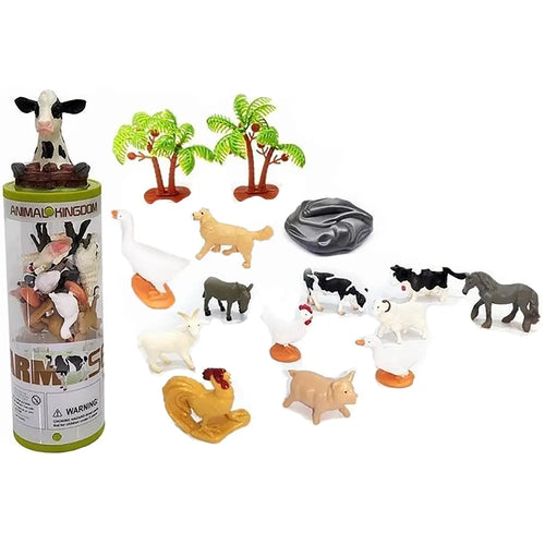 Farm Barn Animal 3” Figurines Tube with Cow Topper