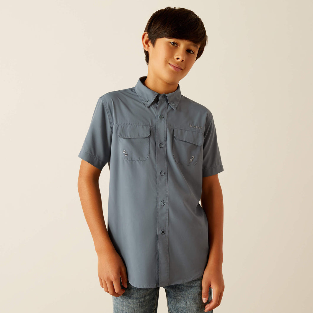 ARIAT Boys VentTEK Outbound Classic Fit Shirt (Newsboy Blue)