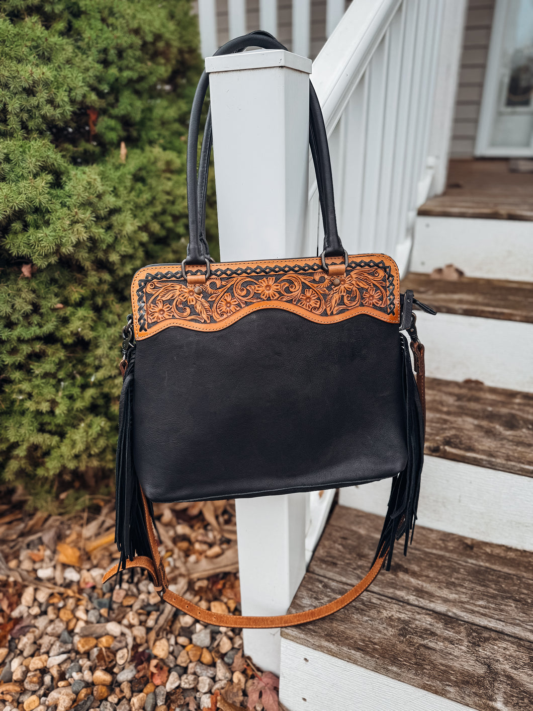 Tote - Cowhide Leather Fringed