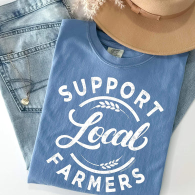 Tee - Support Local Farmers (Washed Denim)