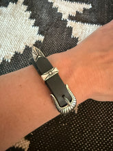 Load image into Gallery viewer, SALE Black Leather Buckle Bracelet