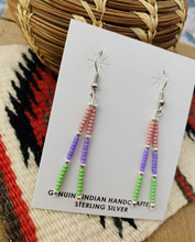 Load image into Gallery viewer, Navajo Handmade Multicolor Beaded Dangle Earrings