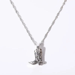 *AUTHENTIC* 18K Gold Plated Cowboy Boot with Spur Pendant Necklace (Gold or Silver)