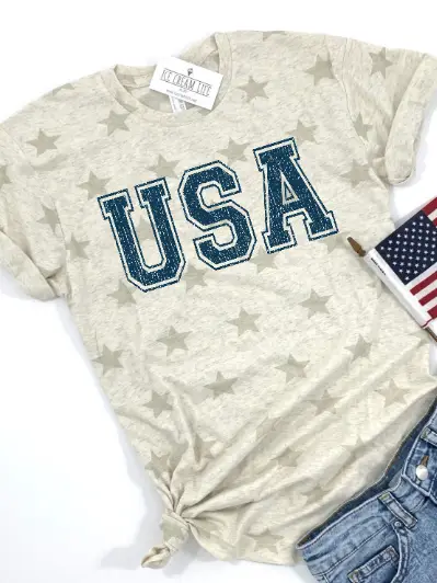 Tee - USA Stars Gray