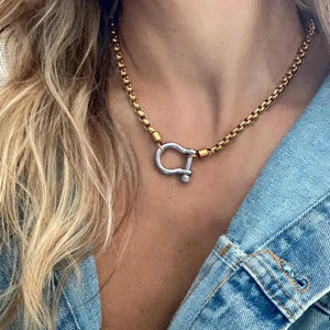 *AUTHENTIC* 18K Gold Plated Stainless Steel Rope Buckle Necklace Jewelry (Two Options)