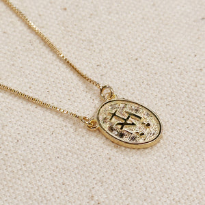 Gold Lady of Grace Double Sided Medal Necklace