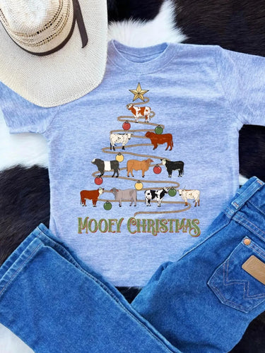 *PRE-ORDER* Kids Tee - Cow Christmas Tree