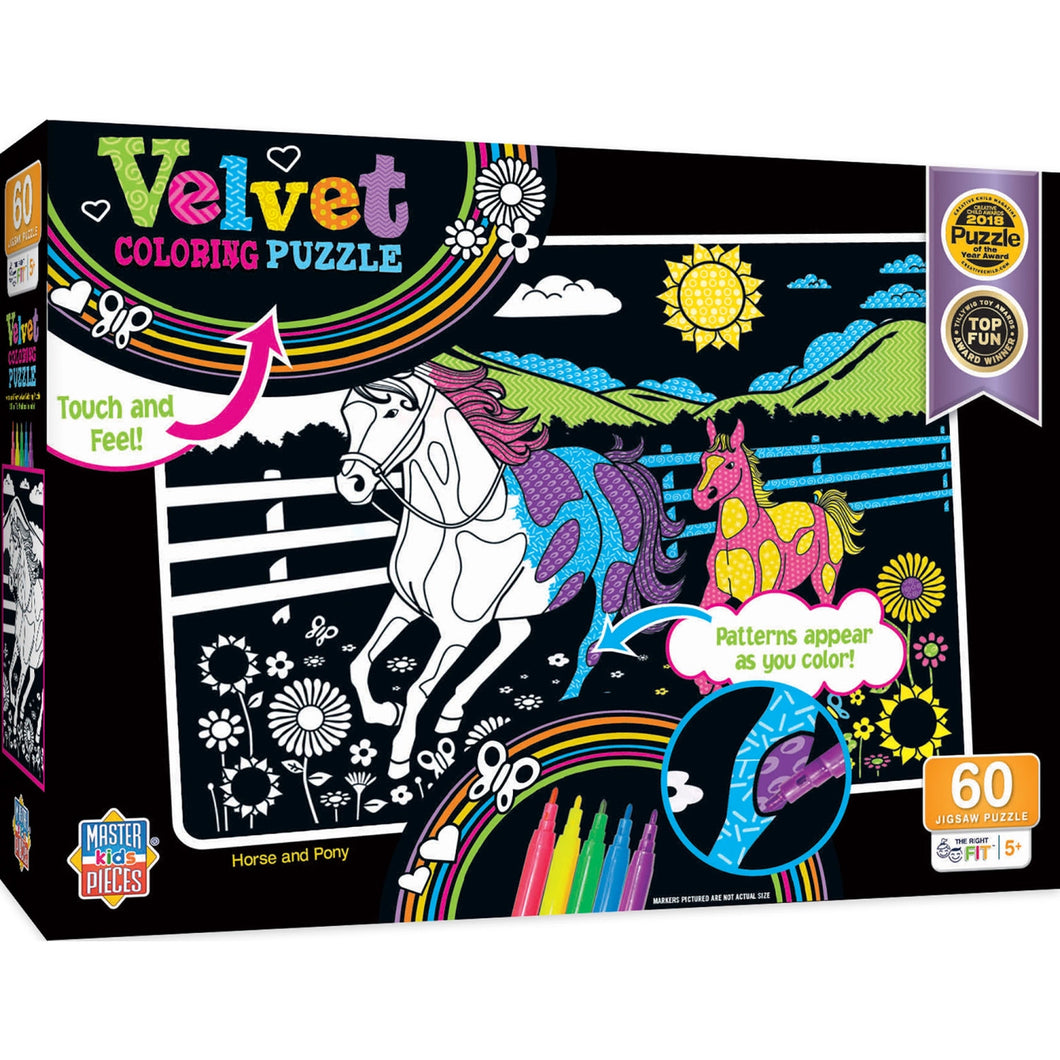 Velvet Coloring - Horse & Pony 60 Piece Puzzle