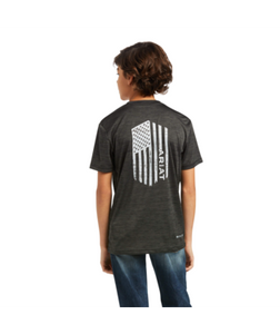 ARIAT Boys Charger Vertical Flag Tee (Charcoal)