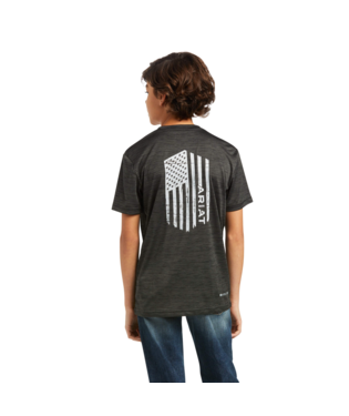 ARIAT Boys Charger Vertical Flag Tee (Charcoal)