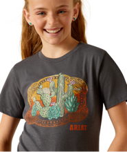 Load image into Gallery viewer, ARIAT Girls Buckle Up Tee (Heather Smoke)