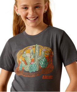 ARIAT Girls Buckle Up Tee (Heather Smoke)